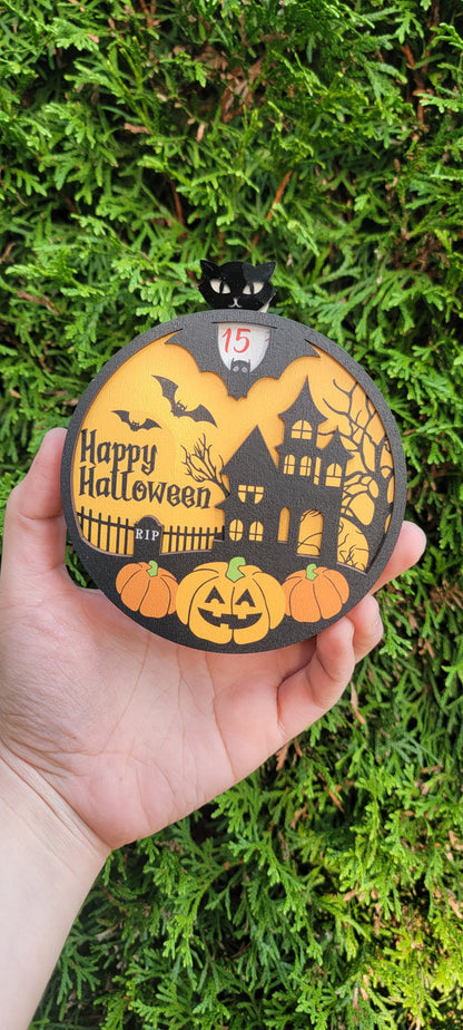 *NEW* HALLOWEEN COUNTDOWN ORNAMENT -  ENGRAVED AND UV PRINTED