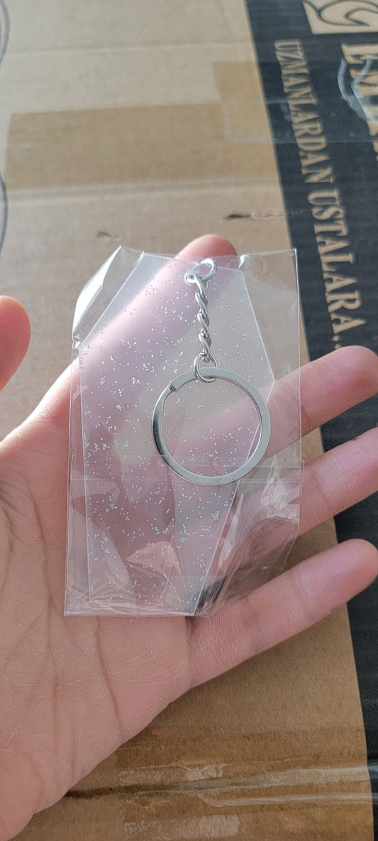20 pc bundle Acrylic transparent with glitter coffin keychain