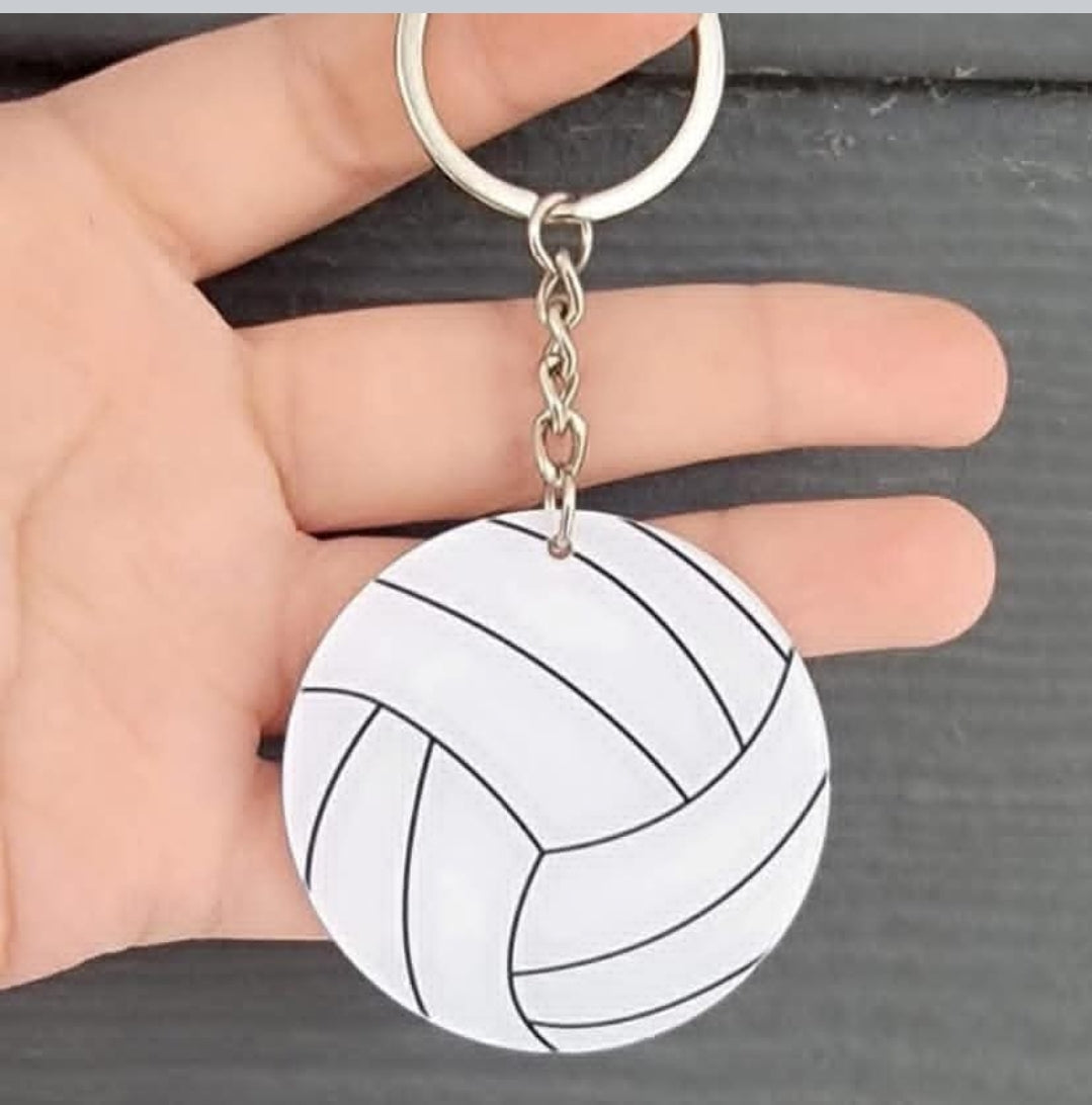 Acrylic Volleyball Keychain Blank with Pre-Printed Sports Design - Sublimation Ready White Circle for Custom Names and Numbers - Premium Sports Team Gift Accessory - Wholesale Keychains Canada