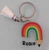 Preprinted Rainbow/pencil acrylic keychain detail view - Sublimation Blank Canada | WestCoastCraft