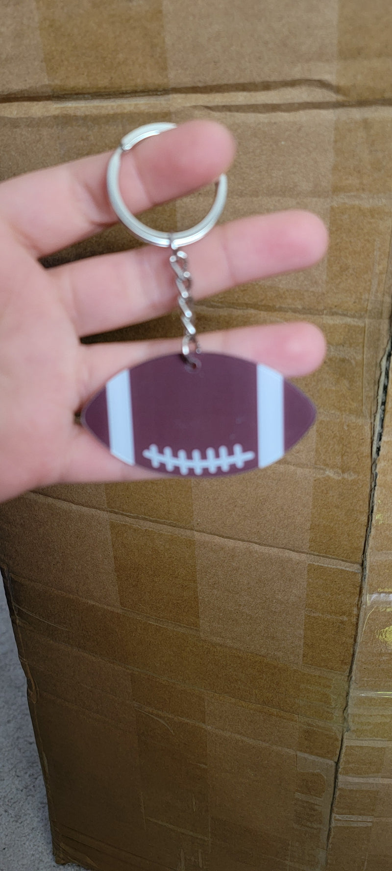 Acrylic Football Keychain Blank for UVDTF and Vinyl - Clear American Football Shaped Sports Keychain with Keyring Hardware - Custom Team Gift Accessory - Wholesale Craft Blanks Canada