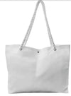 Sublimation Linen Beach Tote Bag Blank White Front View - Cotton Rope Handle Shoulder Bag 50x33cm - Custom Heat Press Printable Summer Tote - Personalized Eco Shopping Bag Wholesale Canada