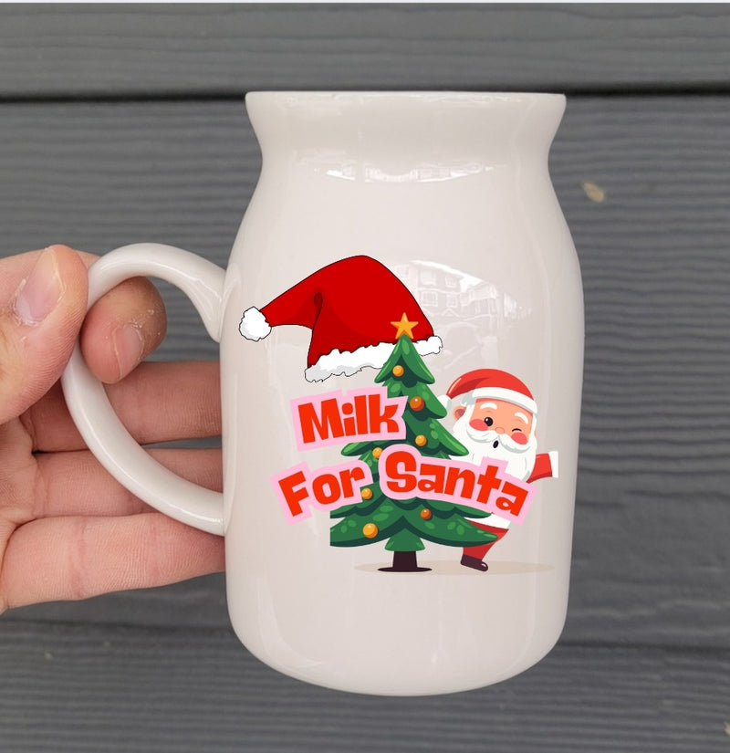 Finished white mini pitcher with holiday design