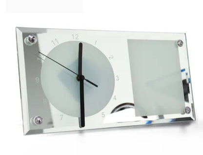 Glass mirror clock photo frame