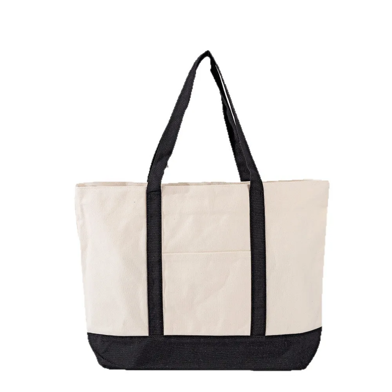 New!!! Large size canvas Tote bag with black handle and zipper  for Sublimation