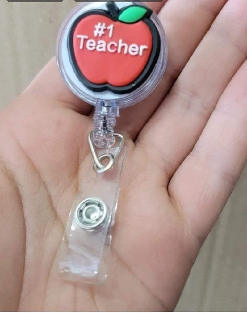 Apple Shaped Sublimation Badge Reel Blank - Teacher Gift ID Badge Holder Retractable Clip Personalized Heat Press Canada